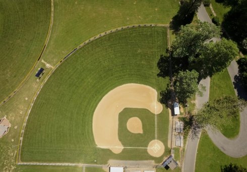 aerial view of baseball field