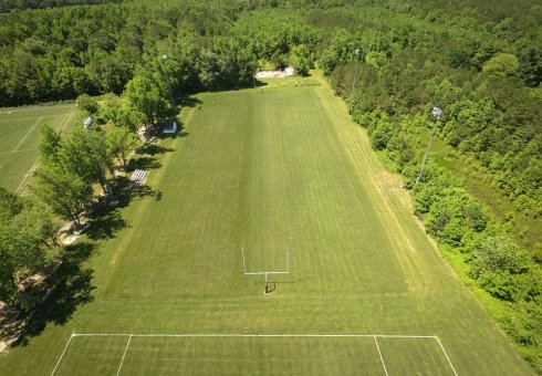 football field aerial view close up